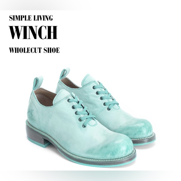 Fluevog NEARLY NEW Simple Living Winch turquoise wholecut lace-up shoe -8 - Picture 1 of 16